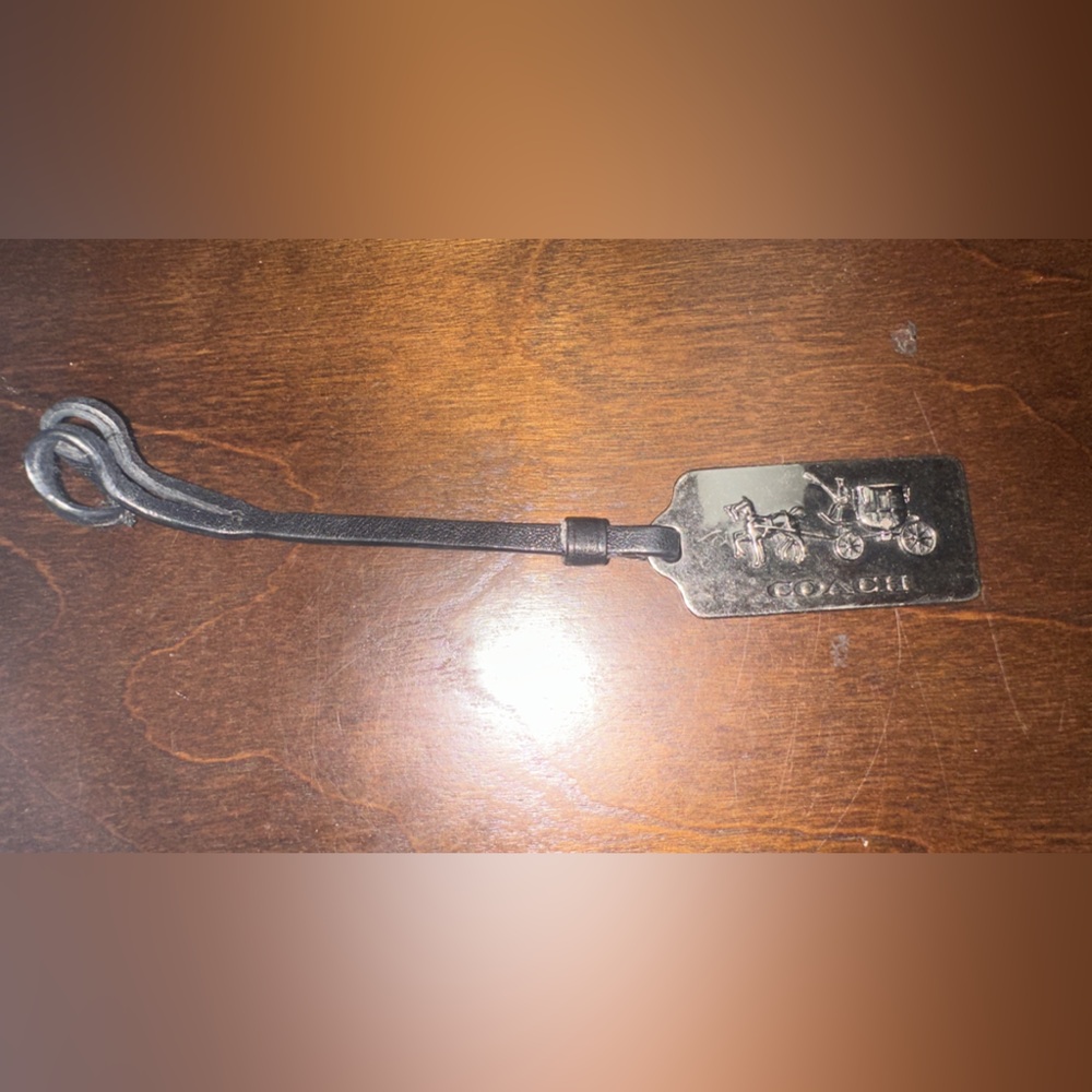 Coach Horse & Carriage Metal Hangtag with Leather Strap